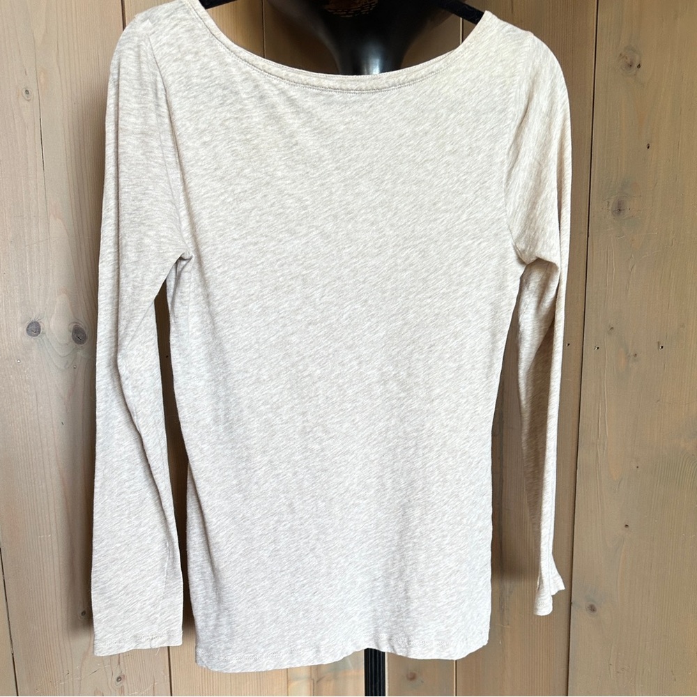 J. Crew Women's Cream Long Sleeve 100% Cotton "Painter Tee Top"